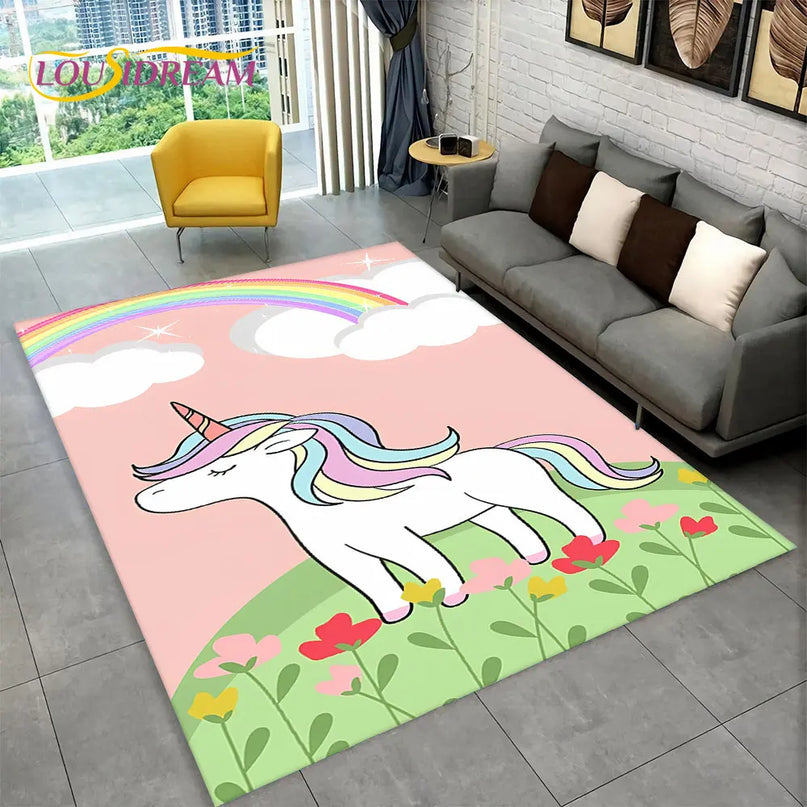 Sparkly Rainbow Unicorn Rug