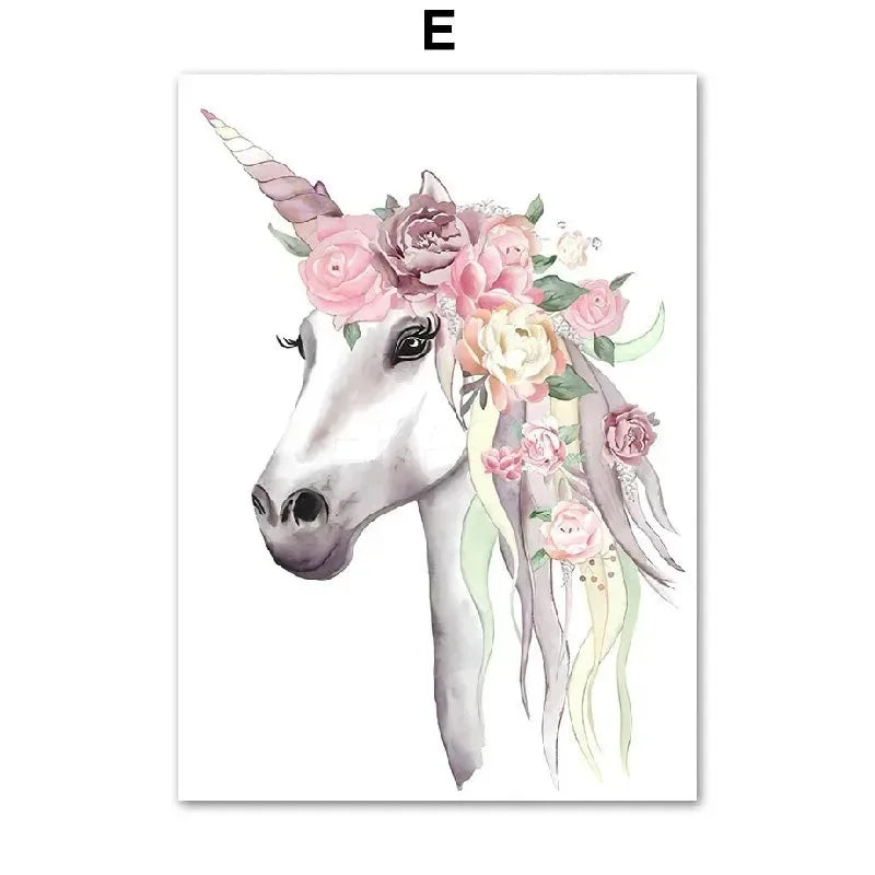 Floral Unicorn Wall Art