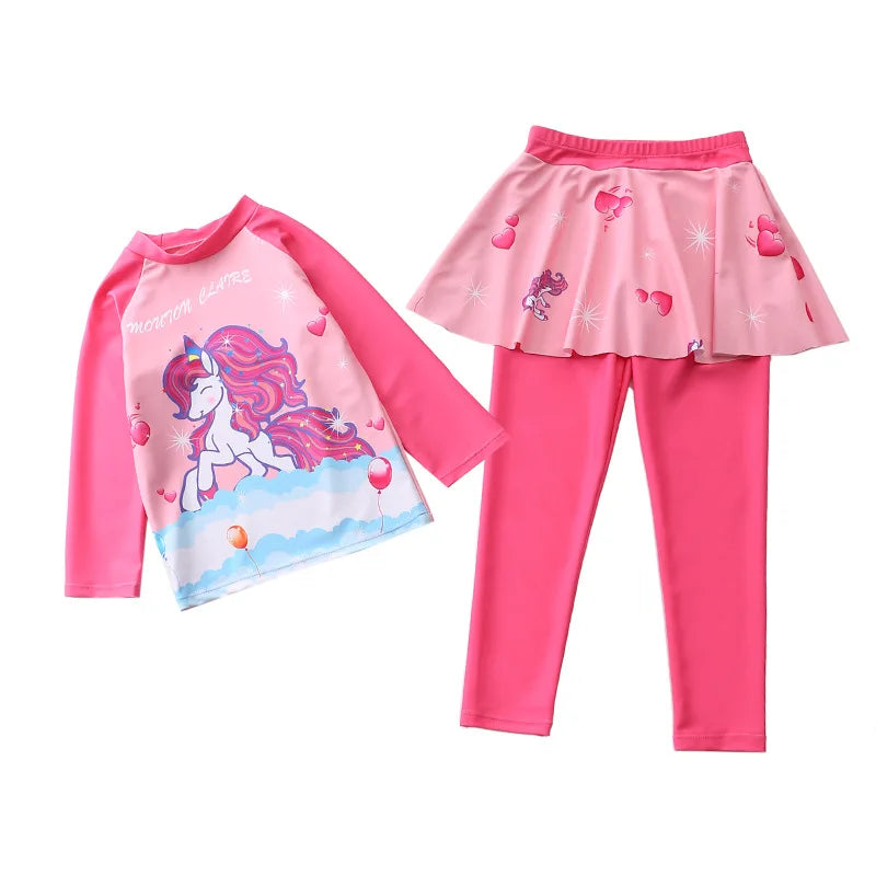 Kids Unicorn Sun Cover Swimsuit Set