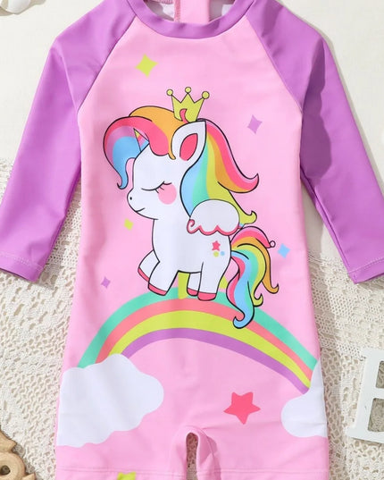 Kawaii Unicorn Rash Guard Swimsuit