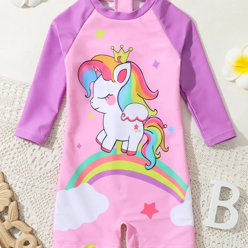 Kawaii Unicorn Rash Guard Swimsuit
