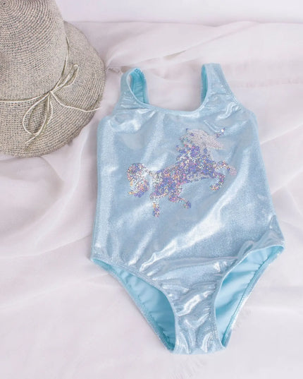 Blue Shimmer Sequin Unicorn Swimsuit
