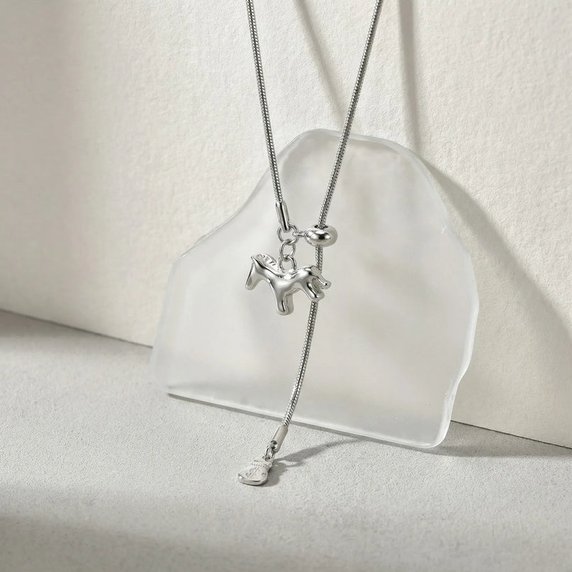 Silver Y-Drop Unicorn Necklace