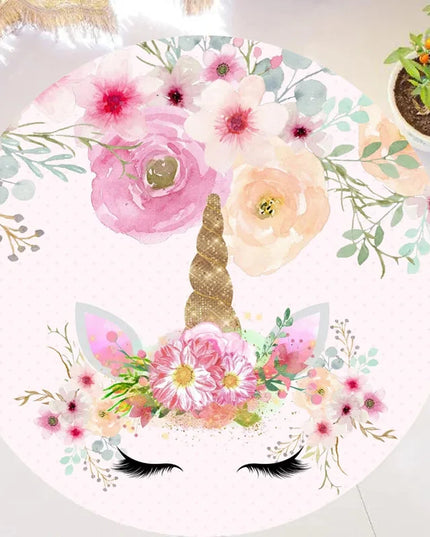 Watercolor Rose Unicorn Rug