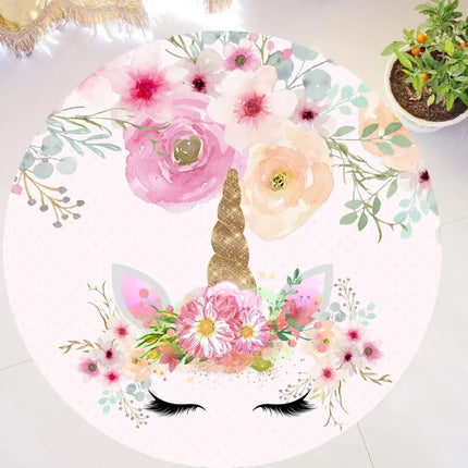 Watercolor Rose Unicorn Rug