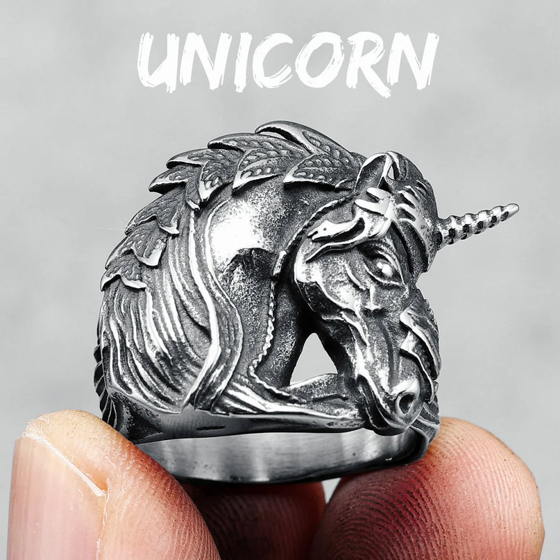Retro Unicorn Ring for Men