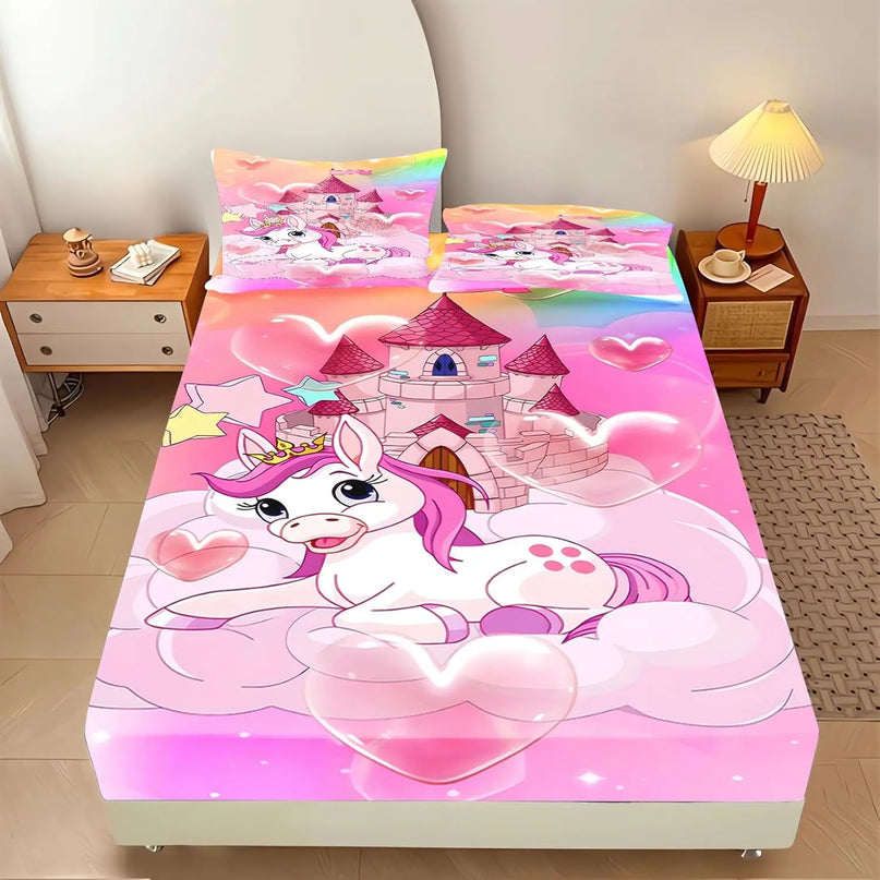 Princess Castle Unicorn Bed Sheet Set