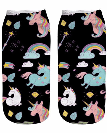Black 3D Fantasy Unicorn Socks