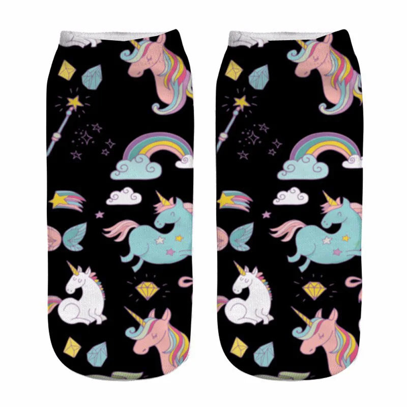 Black 3D Fantasy Unicorn Socks