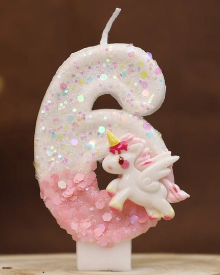 Pink Glitter Unicorn Candles No. 6