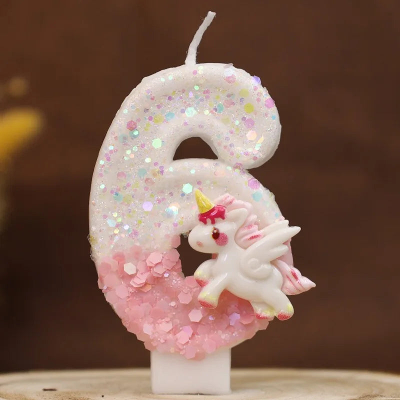 Pink Glitter Unicorn Candles No. 6