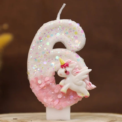 Pink Glitter Unicorn Candles No. 6