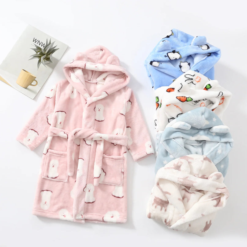 Pink Hooded Unicorn Terry Robe