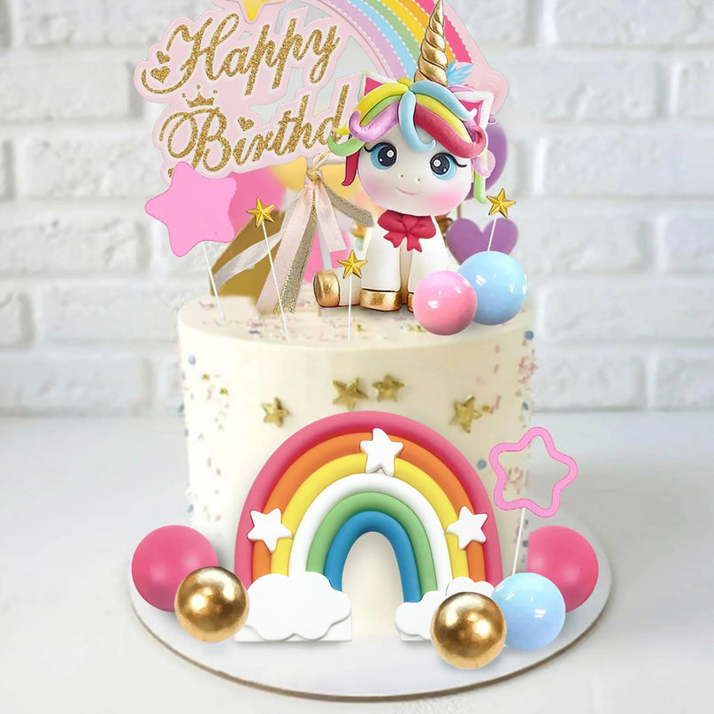 Kawaii Unicorn Smash Cake Topper