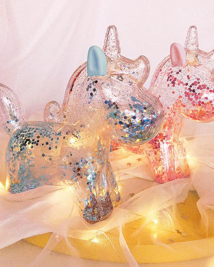 Clear Sequin Unicorn Piggy Bank