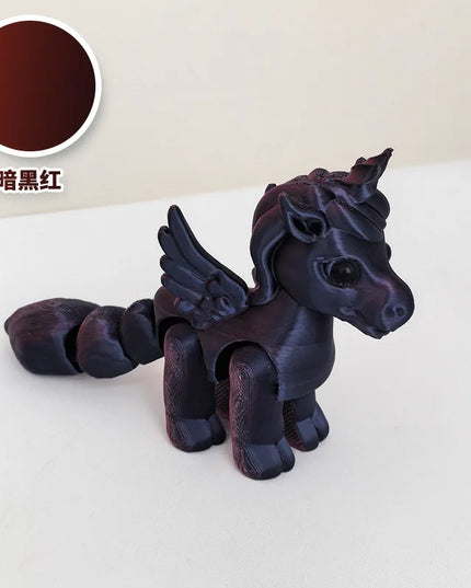 Black 3D Printed Unicorn Figurine