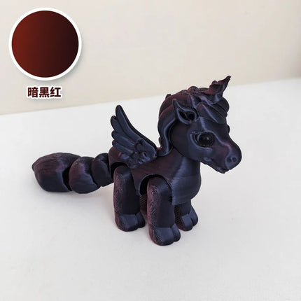Black 3D Printed Unicorn Figurine