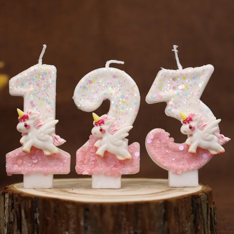 Pink Glitter Unicorn Candles No. 6