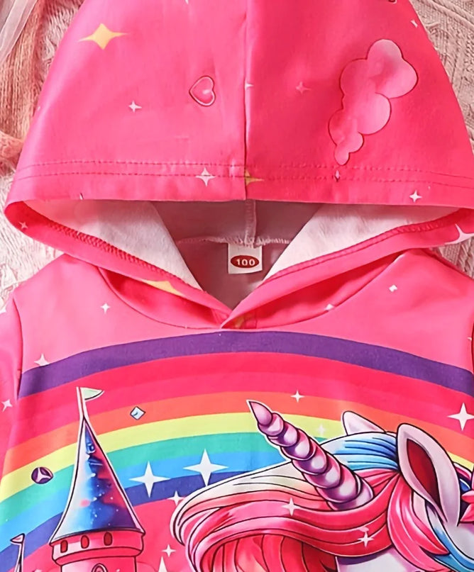 Rainbow Unicorn Castle Hoodie Kids