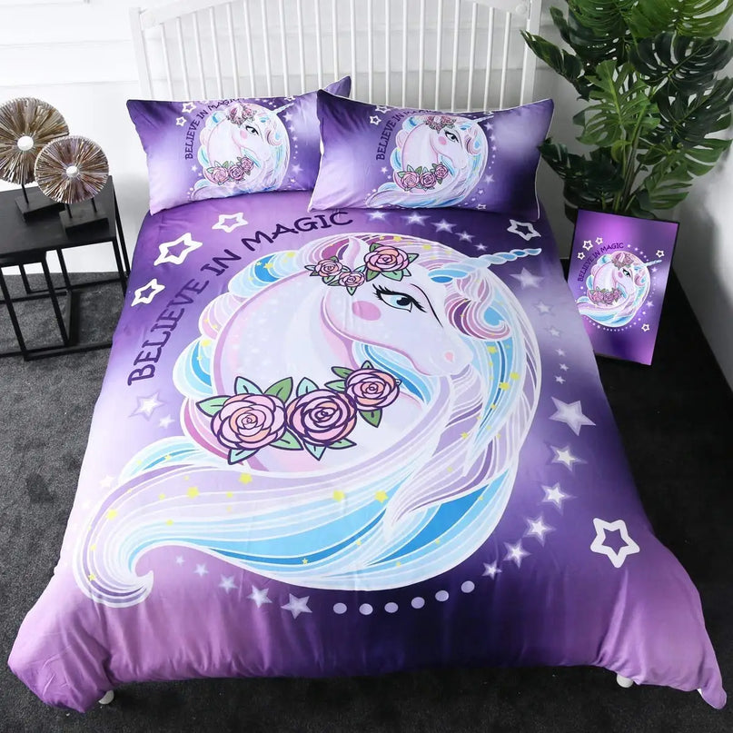 Rose Crown Unicorn Bedding