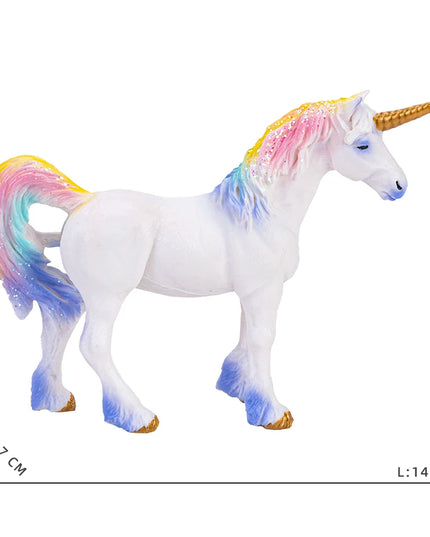 Rainbow Unicorn Figurine with Gold Horn