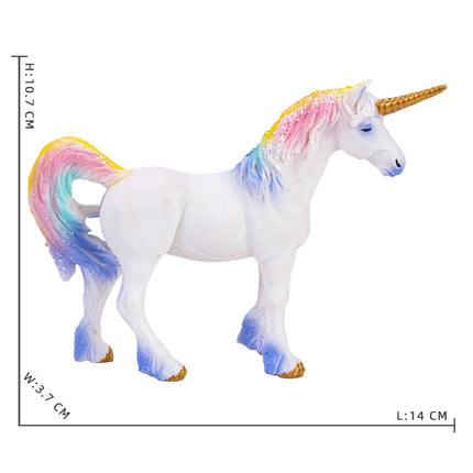 Rainbow Unicorn Figurine with Gold Horn