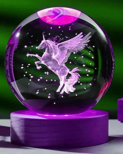 Crystal LED Unicorn Snow Globe