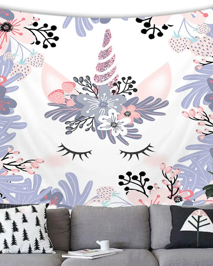 Colorful Cartoon Unicorn Tapestry