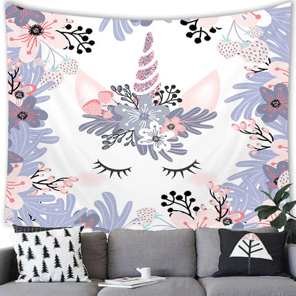 Colorful Cartoon Unicorn Tapestry