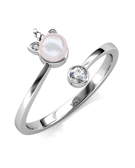 Pearl Crystal Unicorn Ring