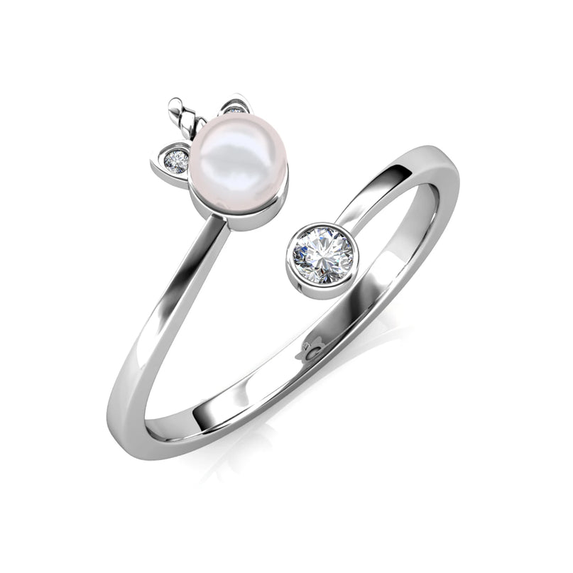 Pearl Crystal Unicorn Ring