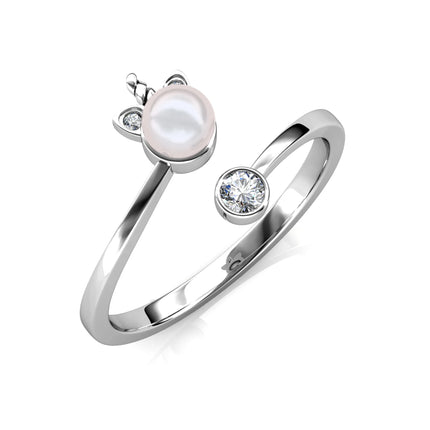Pearl Crystal Unicorn Ring