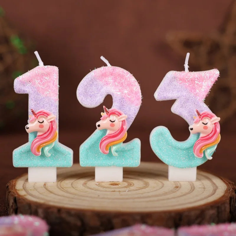 Unicorn Number 8 Birthday Candle
