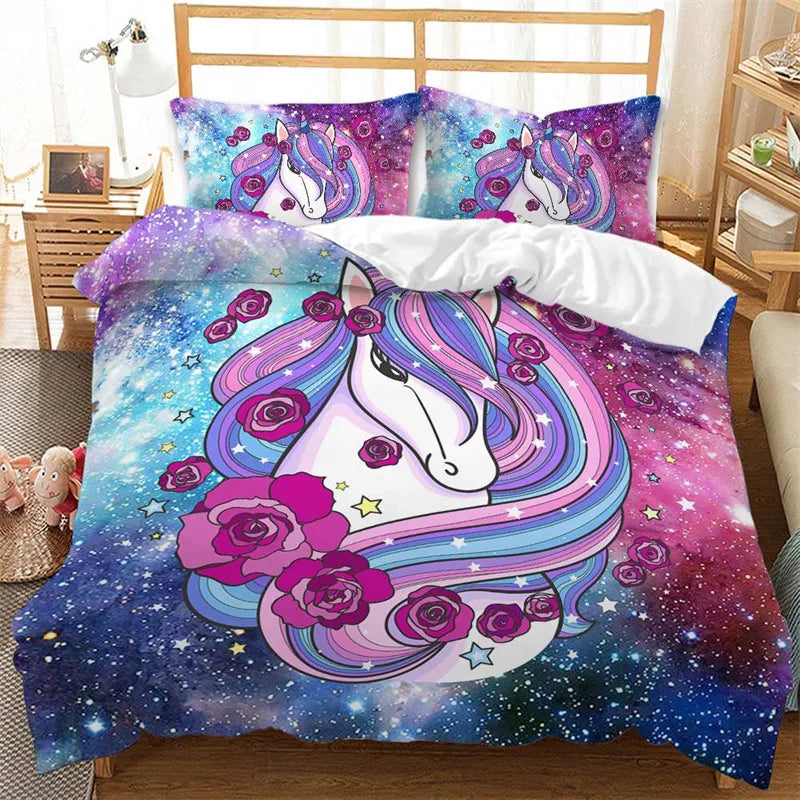 Galaxy Rose Unicorn Bedding