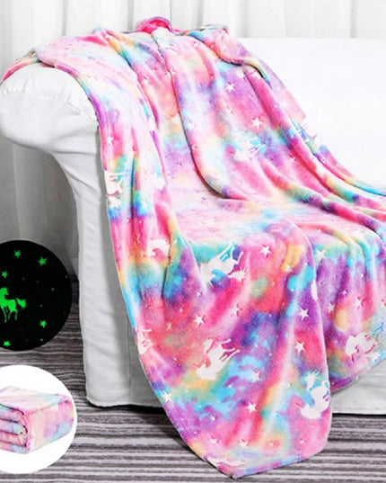 Shaggy Glow Unicorn Minky Blanket