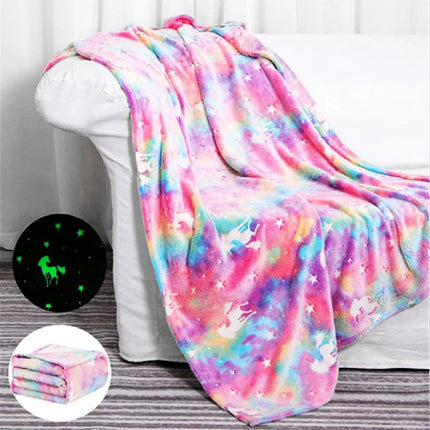 Shaggy Glow Unicorn Minky Blanket