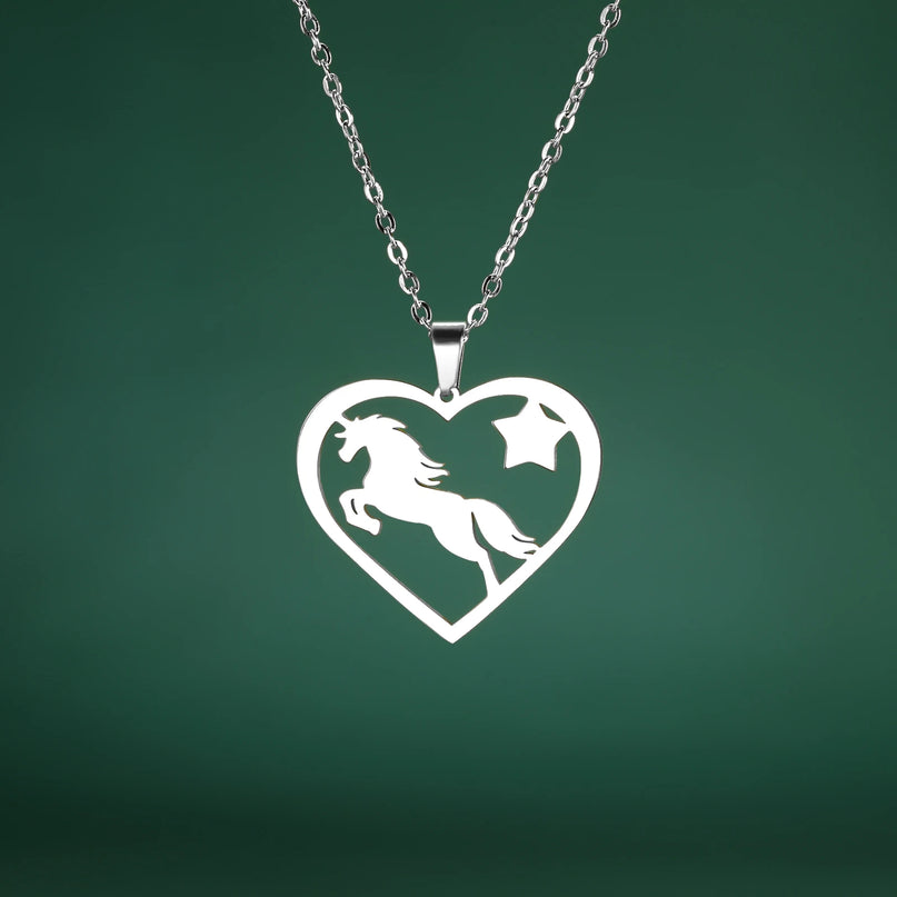 Unicorn Heart Star Necklace