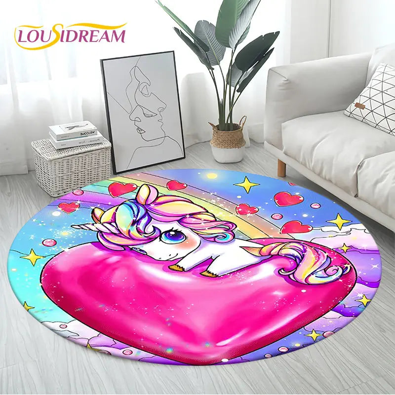 Rainbow Sunburst Unicorn Rug