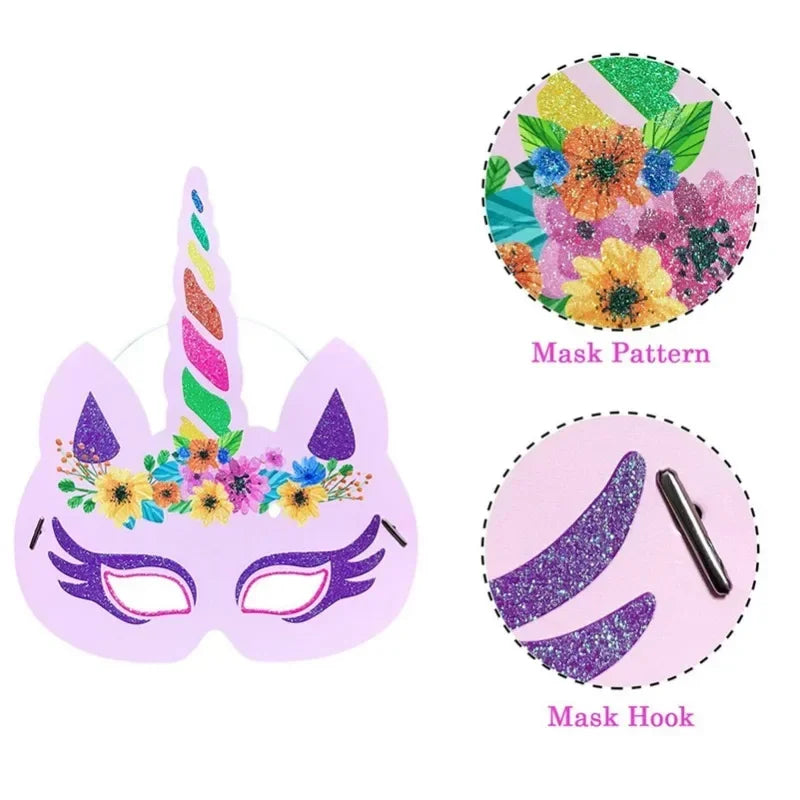 Rainbow Unicorn Party Mask 6 Pack