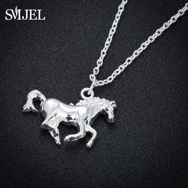 3D Rearing Unicorn Pendant Necklace