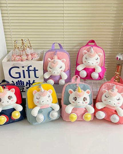 Blue Plush Unicorn Toddler Backpack