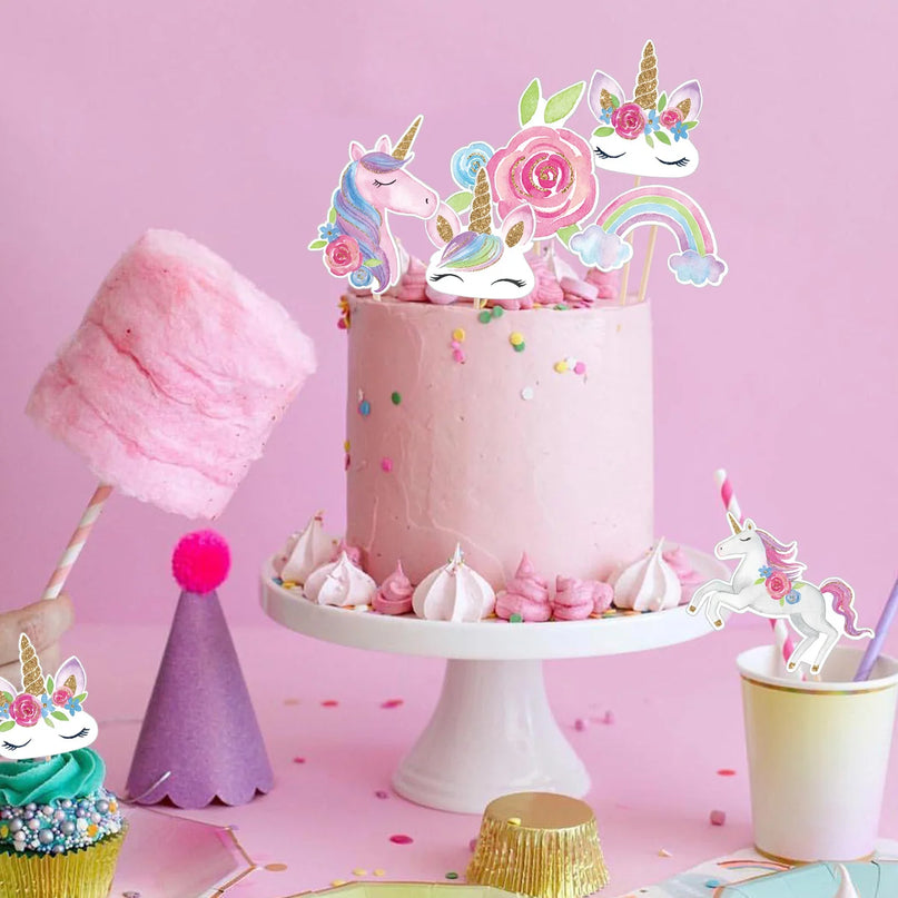 Rainbow Unicorn Cupcake Toppers 24pk