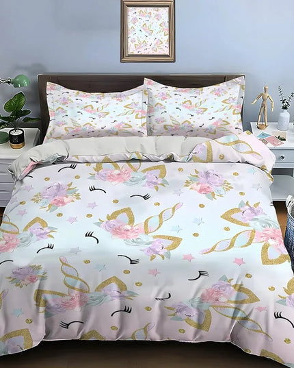 Gold Eyelash Unicorn Bedding