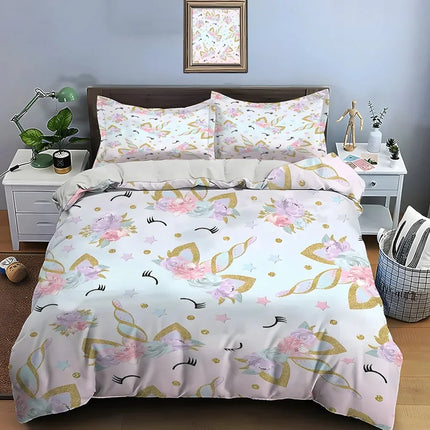Gold Eyelash Unicorn Bedding