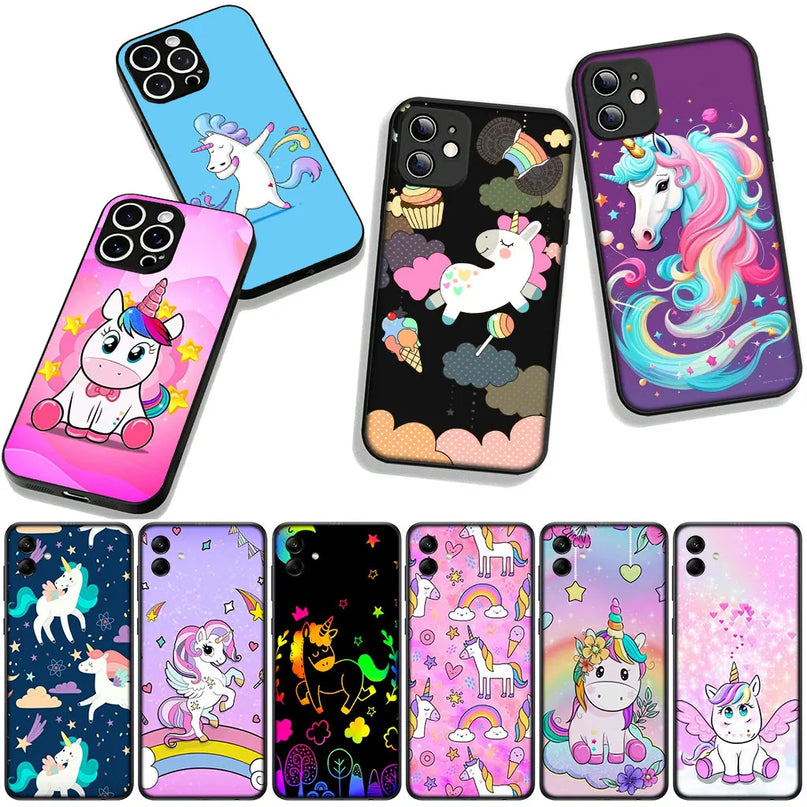 Pink Doodle Unicorn Watercolor Case