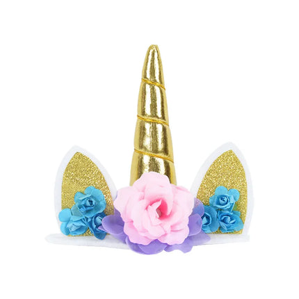 Gold Floral Unicorn Cake Topper