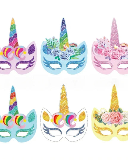 Rainbow Unicorn Party Mask 6 Pack