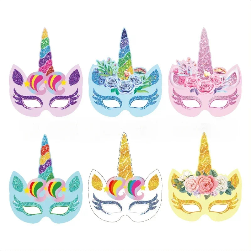 Rainbow Unicorn Party Mask 6 Pack