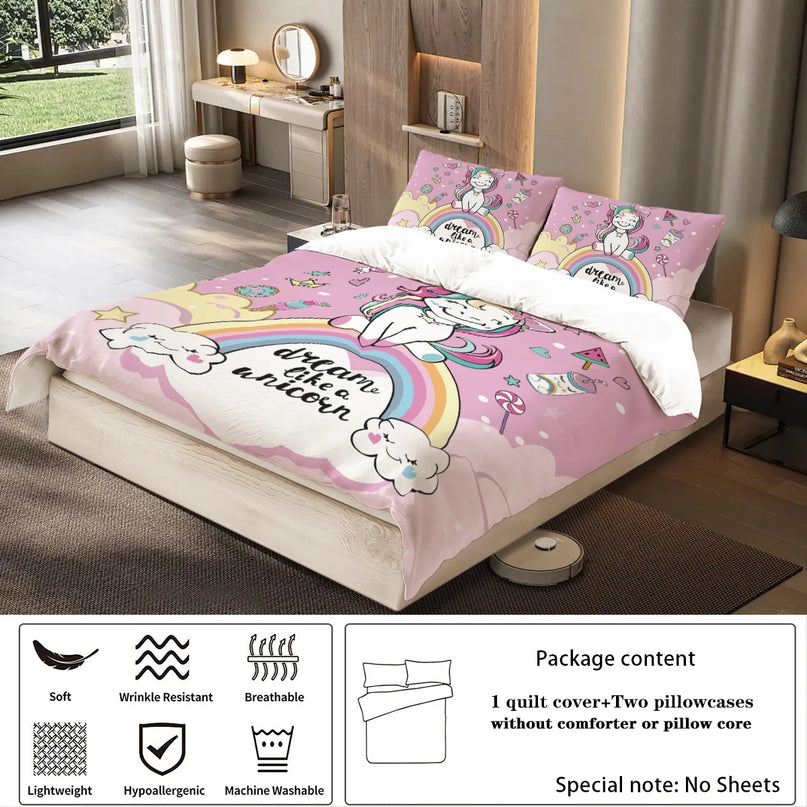 Blue Bow Unicorn Bedding