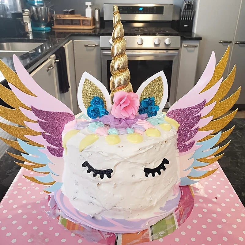 Large Unicorn Cake Topper with Wings